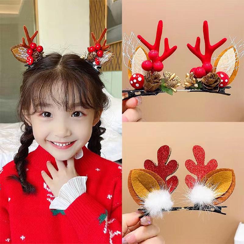 Set Kẹp Tóc Noel Hóa Trang Tuần Lộc Hottrend Mùa Giáng Sinh Cho Nữ Bé Gái Chất Liệu An Toàn Nhiều Màu Sắc Ngộ Nghĩnh