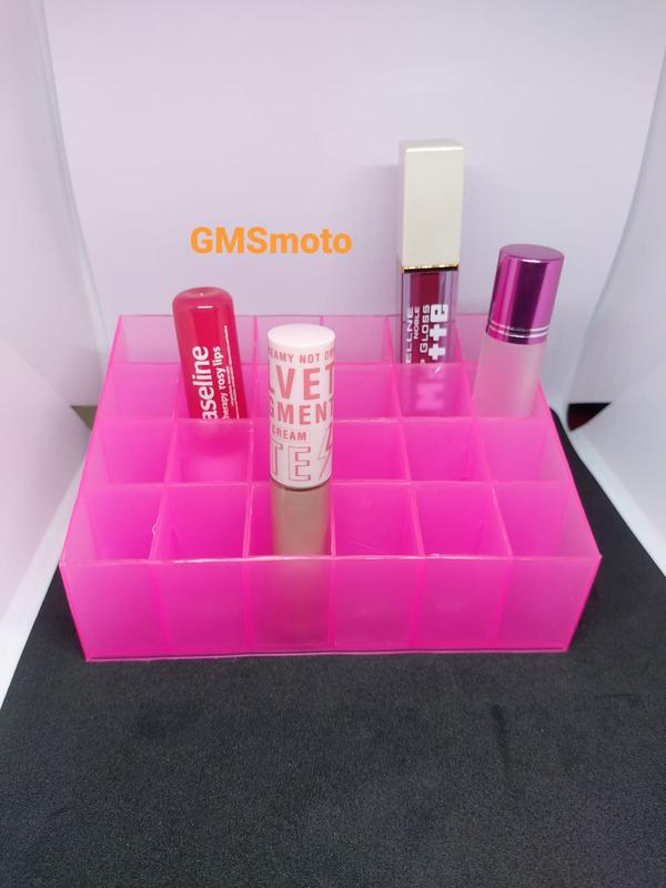 Tempat lipstik, Lip gloos, parfum 10 ml (Kotak 24 slot) warna Ungu dan Pink Plastik 3