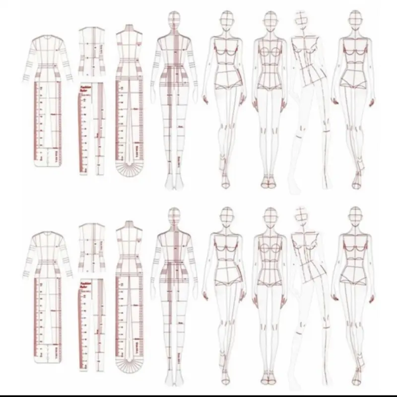 Fashion Sketching Ruler Sewing Penggaris Pola Busana Jahit 3