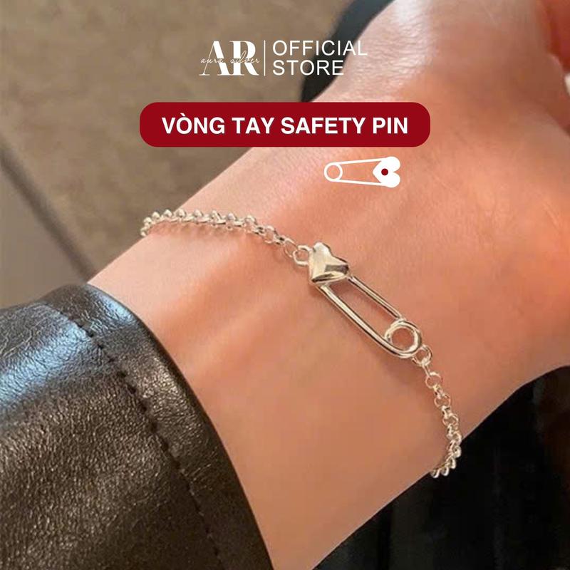 Lắc tay bạc 925 SAFETY PIN vòng tay bạc dễ thương-AURA SILVER-LT48