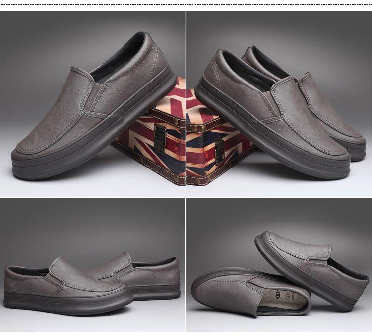 Product Introduction of 2023 Men's Shoes Autumn New Thick-Soled Slip-On Lazy Shoes Men's Breathable Height-Increasing Leather Shoes Soft-Soled Trendy Versatile Sneakers 24