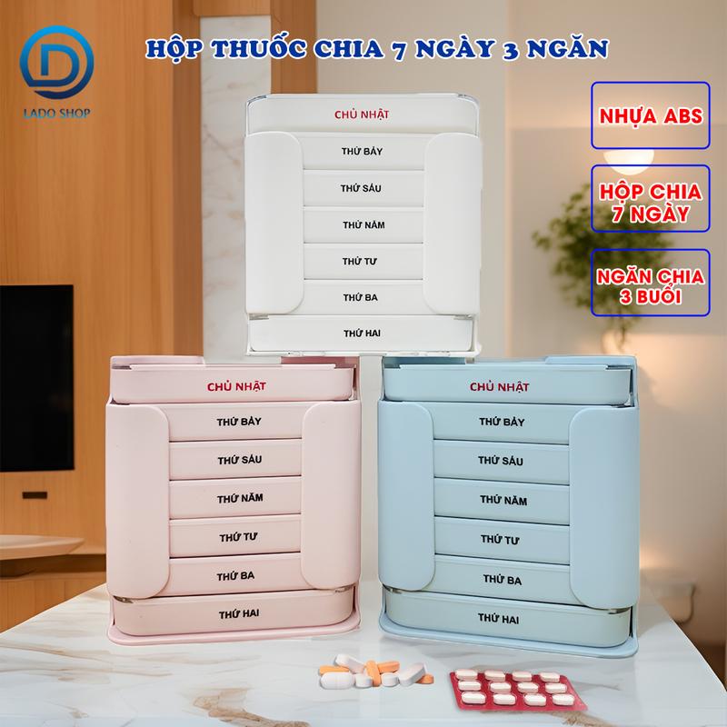 Hộp chia thuốc 7 ngày 3 buổi LH-2037 tiện lợi nhỏ gọn mang theo đi du lịch công tác