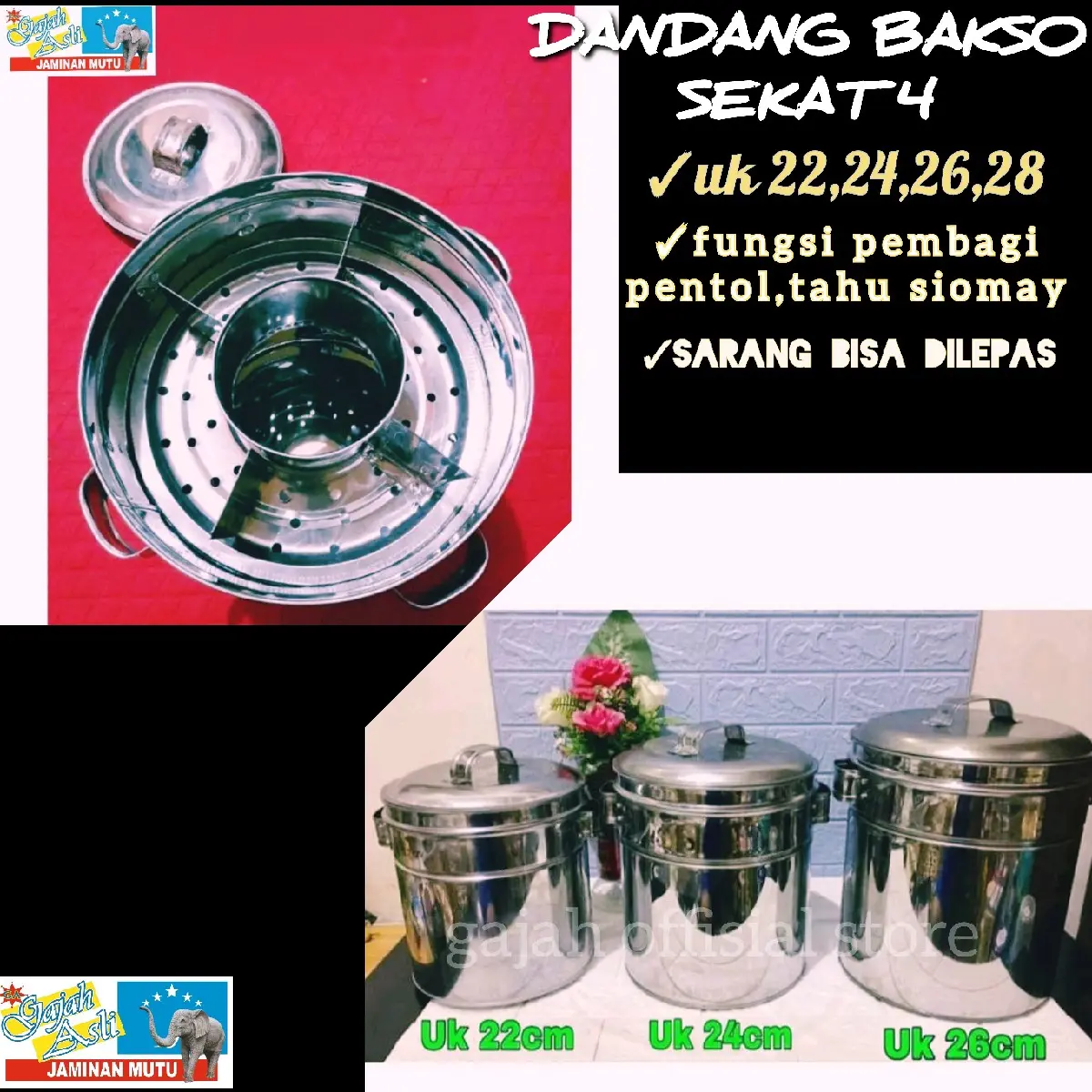 Dandang bakso stenlis sekatan 4 Kitchenware