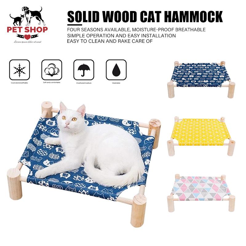 Giường võng Pet Giường gỗ đặc cho chó mèo Giường mèo di động Giường ngủ không thấm nước cho Pet cửa mèo lồng gấp