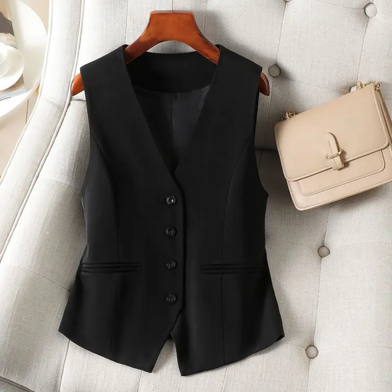 Áo Vest Nữ Ngựa Dáng Ôm, Cổ Chữ V, Thiết Kế Đẹp, Phong Cách Hoang Dã, Thích Hợp Cho Mùa Xuân Và Mùa Thu, Bó Sát, Thích Hợp Cho Nơi Làm Việc, Có Thể Mặc Ngoài Trời, Thời Trang Mới Năm 2024 Top Khuy