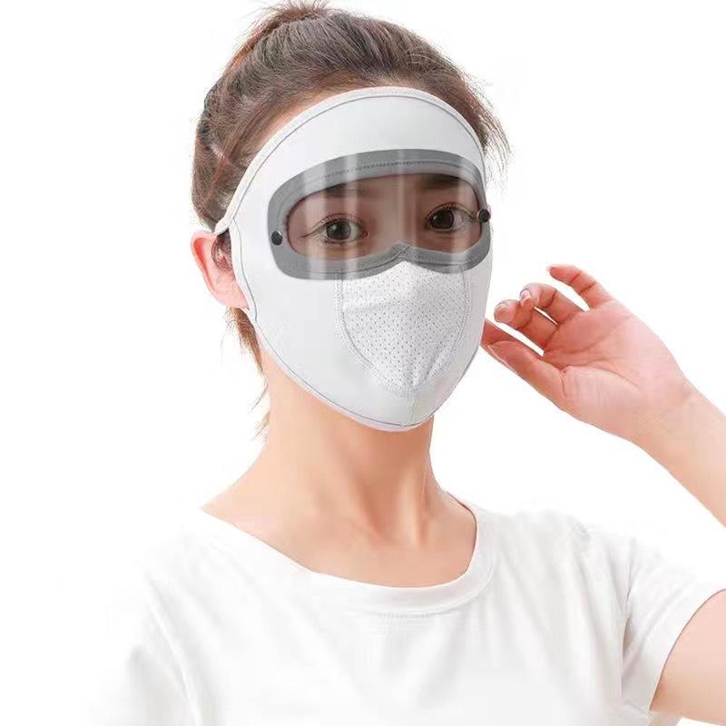 Product Introduction of Breathable Sunscreen Mask With Hat Brim Ice Silk Sunshade Men Women Cycling Cover Full Face Mask 19