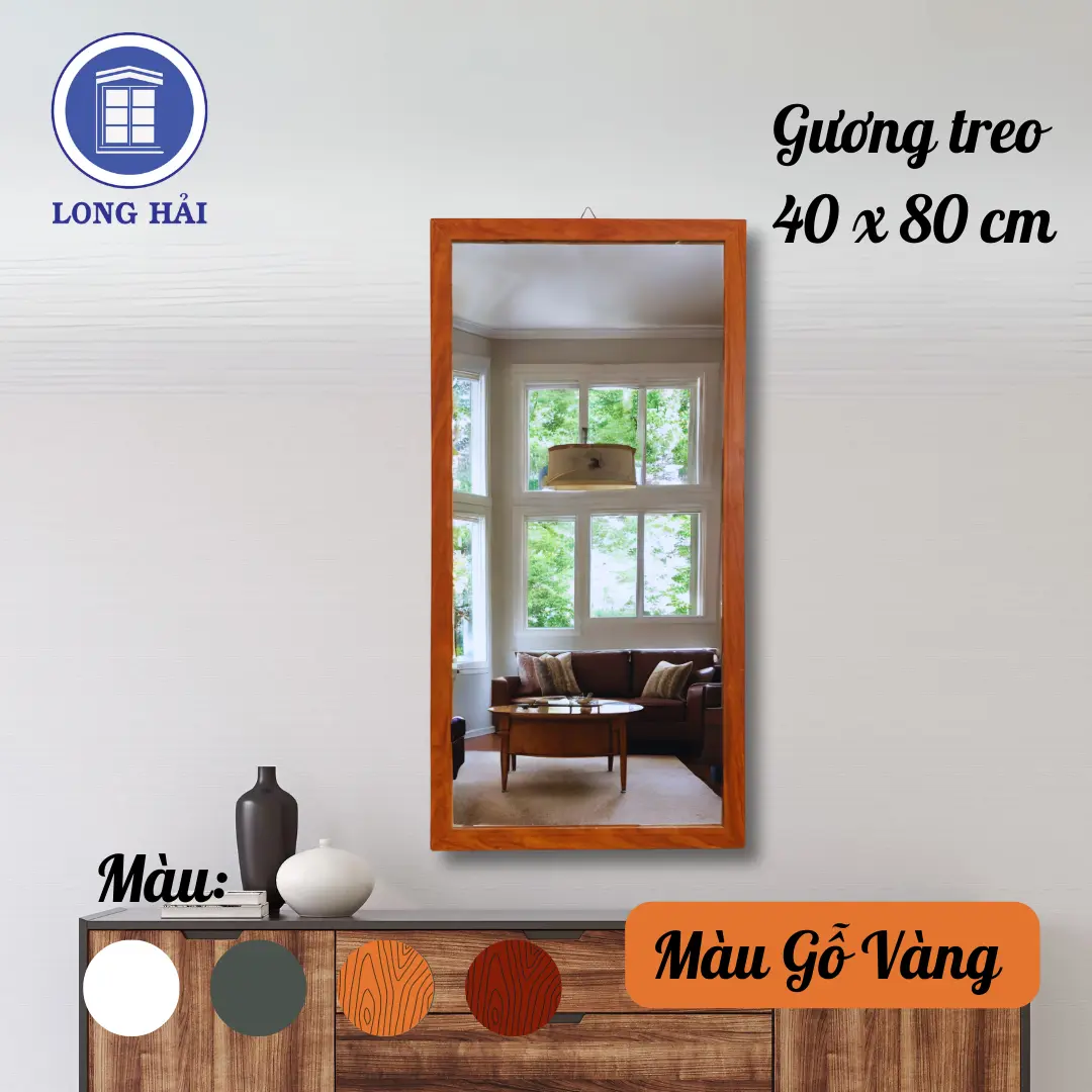 Gương treo tường 80 x 40 cm phong cách đơn giản, nhiều màu (có móc treo) decor, trang trí nhà
