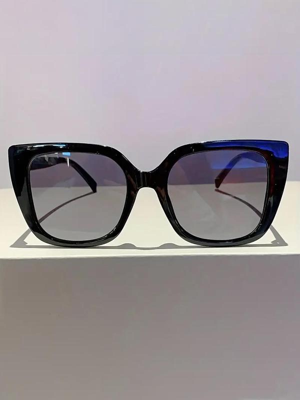 Vintage Simple Tinted Lens Sunglasses for Women, Large Square Frame Black Sunglasses, Fashion Sunshade Sunglasses, Travel Accessories for Trip & Driving Use 6