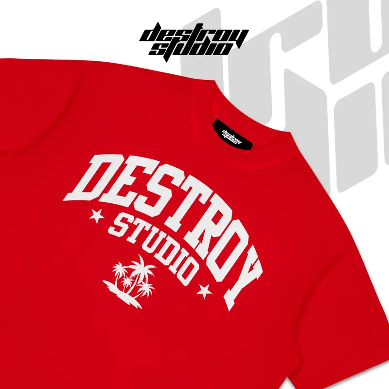 Áo thun BOXY DESTROY STUDIO TREE COCONUT RED T-SHIRT - BOXY Cotton - Destroy Studio Nam Unisex Menswear Cổ Tròn áo  thun 2