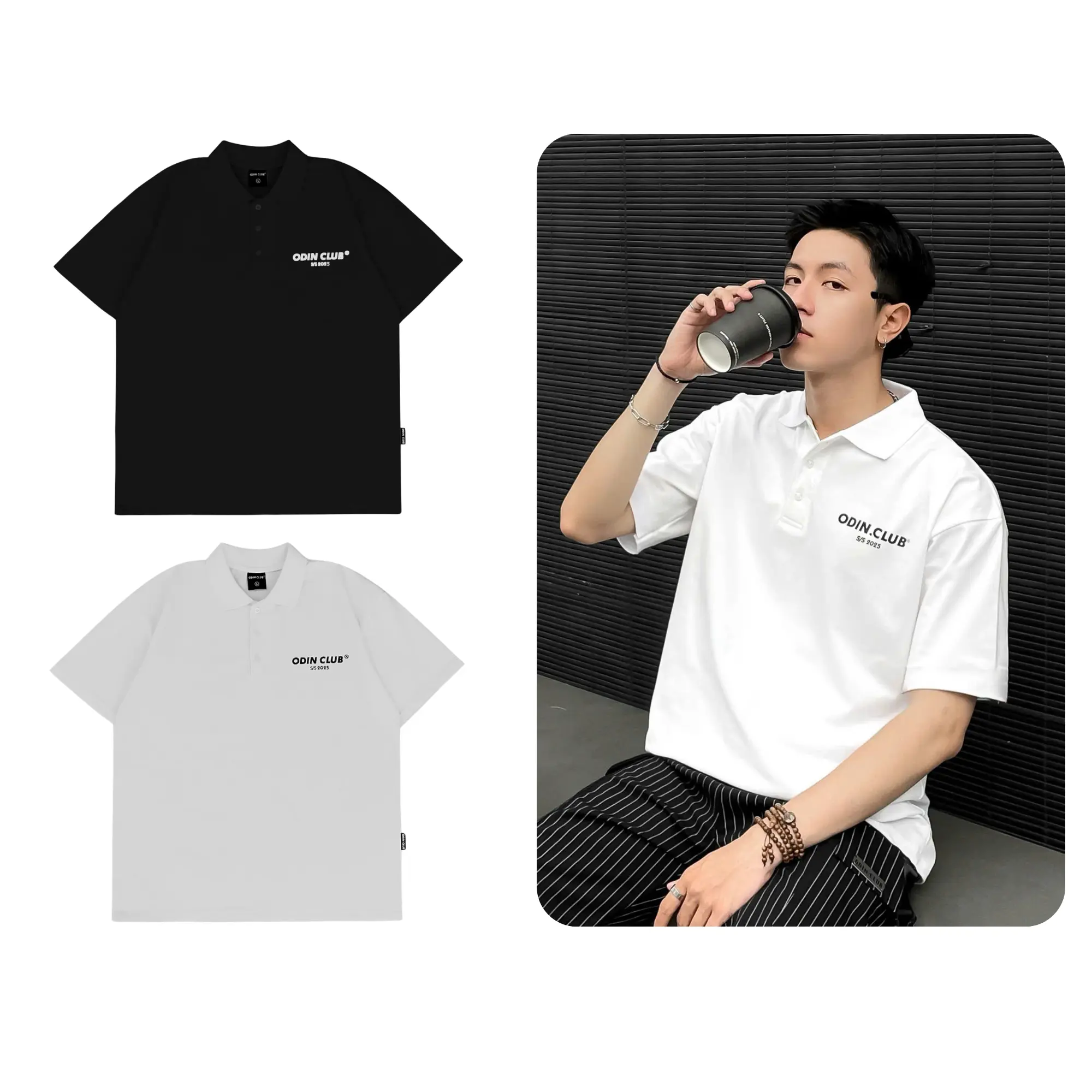 Áo Polo Oversize ODIN CLUB, Áo polo Ngắn Tay form rộng nam nữ unisex chất liệu cá sấu TC