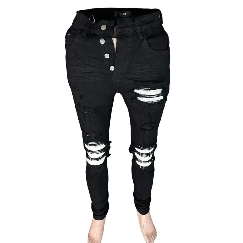 Quần vá da trắng cứng ôm sát chân hình mộc Menswear Nam Pants Jean Kem quan nam jean  dx vladak  vá