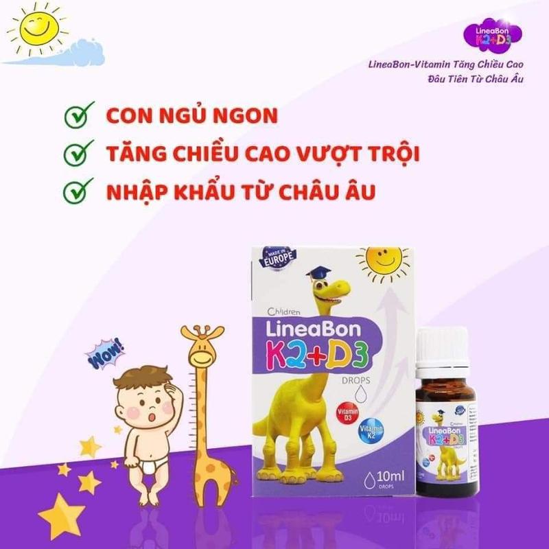 Vitamin K2D3 LineaBon bổ sung K2D3 hỗ trợ hấp thu canxi dạng giọt 10ml cho bé 2