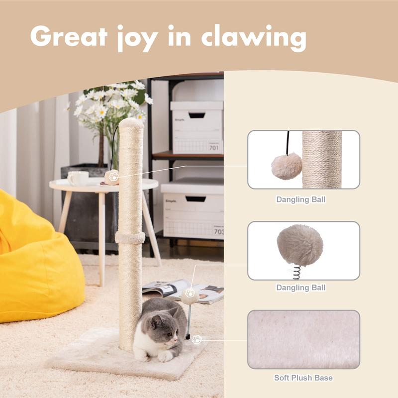Cat Scratching Post, Cat Scratcher with Hanging Ball, Cat Scratching Toy, Pet Furniture for Indoor Cats, Cat Supplies 2