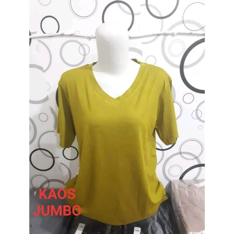 kaos atasan wanita v neck XL bigsize jumbo Melar Rayon Spandex Polos Baju Oversize Tebal Santai oversized violet