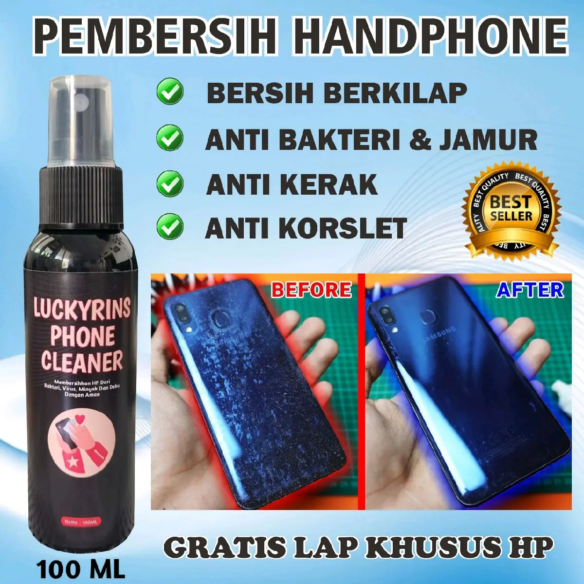 PEMBERSIH JAMUR HP LAPTOP TABLET LUCKYRINS PHONE CLEANER GRATIS LAP KHUSUS HP