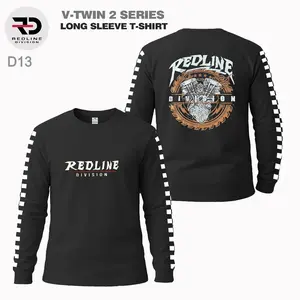 REDLINE CLOTHES-D13 Kaos Lengan Panjang Hitam Bikers Pria Original Katun Kombet 24s Hitam Racing