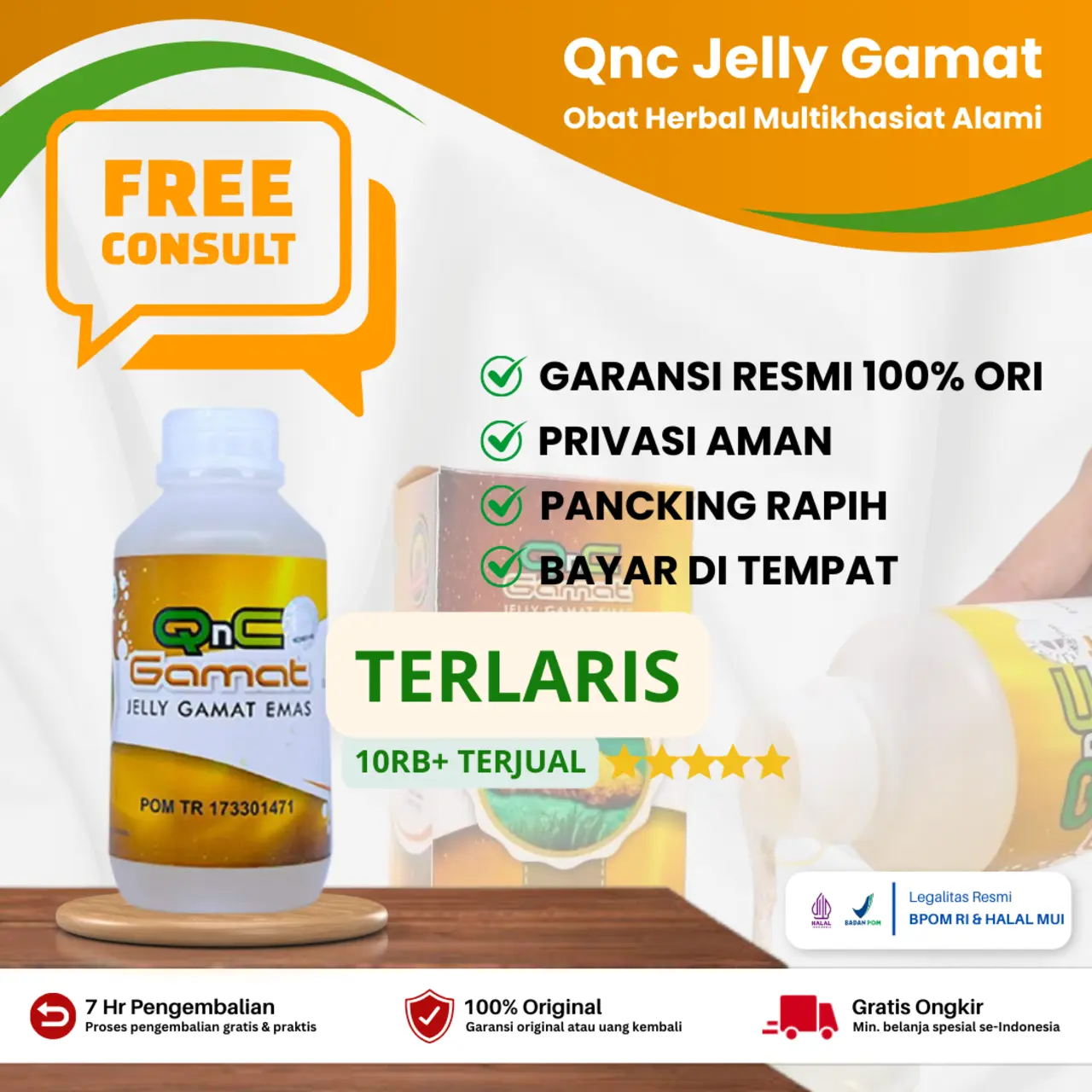 Qnc Jelly Gamat Emas Herbal Multikhasiat Dari Asli Teripang Emas Alami - 300 ml