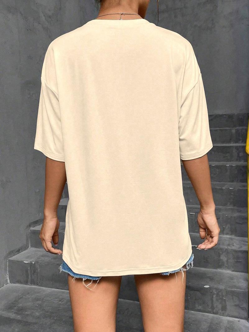 Product Introduction of Women's Butterfly Print Round Neck Tee, Y2K Streetwear Summer Clothes, Vintage Trendy Casual Graphic Drop Shoulder Half Sleeve T-Shirt for Summer Daily Wear 6