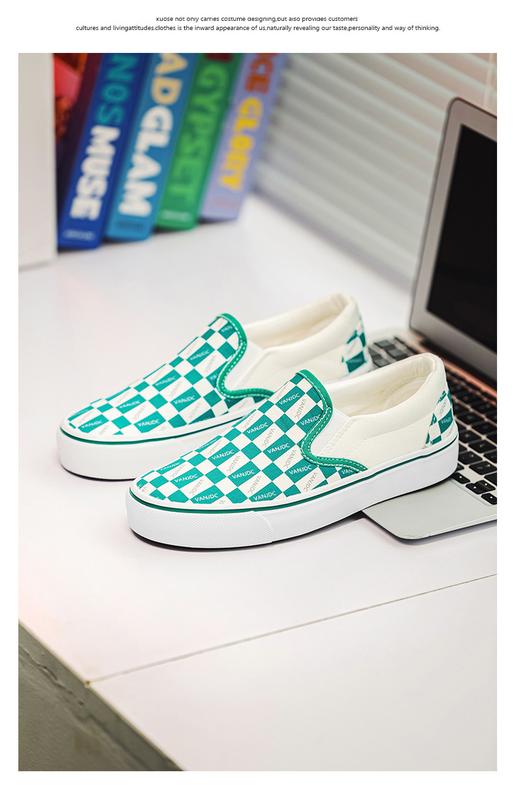 Product Introduction of Women's Plaid Canvas Shoes, Casual Flat Shoes, Low-top Non-slip Wear-resistant Canvas Shoes for Students and Couples 53