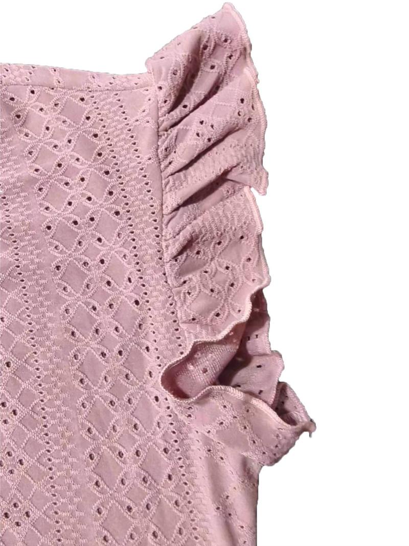 Product Introduction of Plus Size Women's Criss Cross Eyelet Embroidery Dress, Casual Butterfly Sleeve V Neck Dress, Women's Plus Summer Clothing for Daily Wear 3