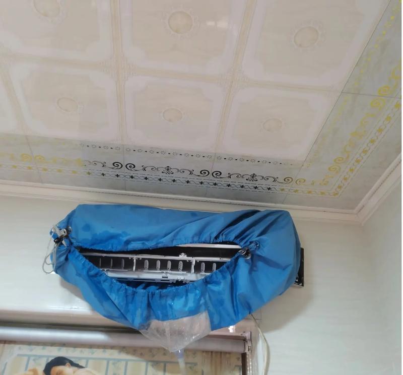 Bạt áo vệ sinh bảo dưỡng máy lạnh trùm kín có ống nước 2,8m đi kèm túi bảo dưỡng điều hòa