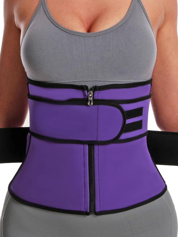 Women's Solid Zip Front Waist Trainer, Corset, Trimmer Belt, Waist Cincher, Tummy Control Shaper, Waist Trimmer, Yoga & Fitness Equipment, Please Purchase One Size Smaller 2