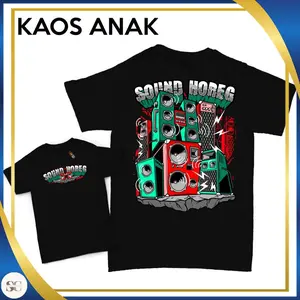 Kaos Anak Sound System Sound Horeg Baju Premium Fashion Distro Lengan Pendek Katun Combed 30s Hitam Maroon Putih