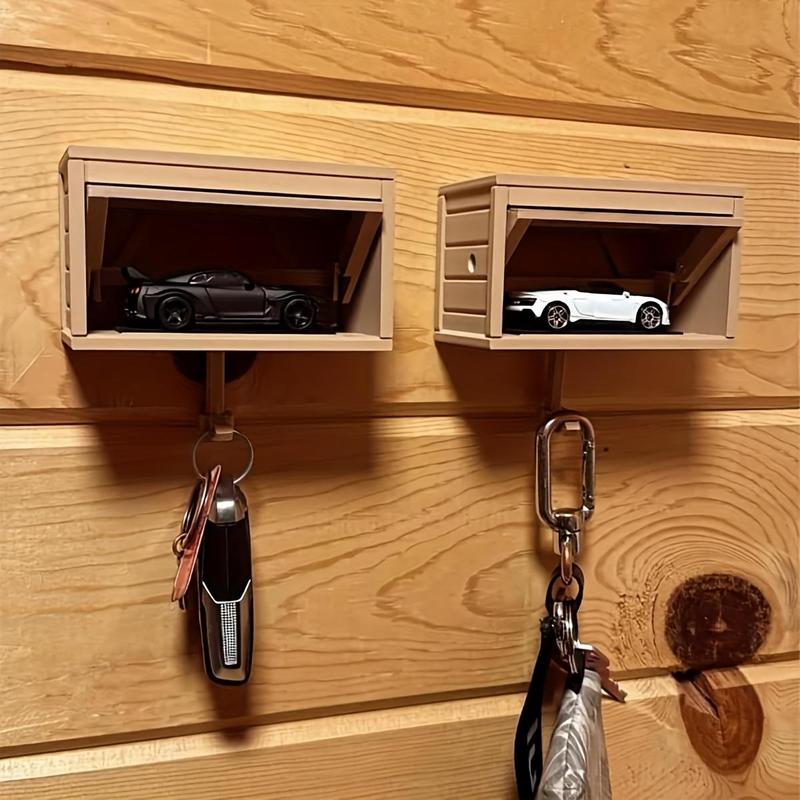 Car Garage Design Key Holder with Hook, 1 Count Wall Mounted Key Organizer for Entryway Garage, Ideal Gift for Birthday, Holiday, Shelves, Decor, Wall Shelf, Garage Storage 0