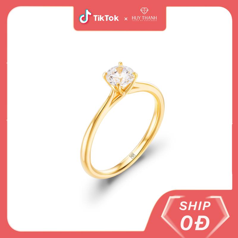 HuyThanhJewelry NDINO163 Nhẫn cầu hôn vàng 10k Đá Cz