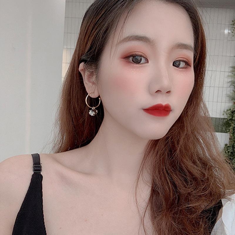 Sterling Silver Needle High-Grade Temperament Crystal Earring Eardrop Female Online Influencer Personalized round Ring Earrings 2023 New Studs 3