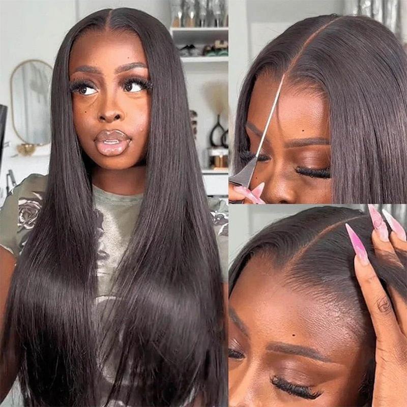 Product Introduction of Human Hair Wig 4x4 Lace Front Wigs Straight Glueless Wigs Brazilian Virgin Human Hair Natural Black Color For Black Women 24 Inch 9