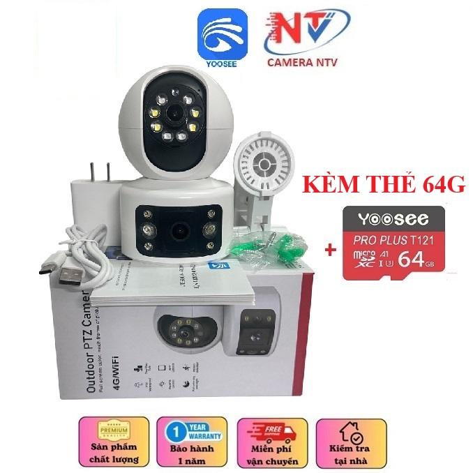 ( COMBO CAM THẺ 64G ) Camera Wifi Yoosee 2 Mắt trong nhà U19T nâng cấp - 2 mắt Xem 2 Màn Hình Cùng Lúc  - GÓC QUAY RỘNG  - Xoay 360 Độ - Xem Đêm Có Màu - Hỗ Trợ Đàm Thoại 2 Chiều