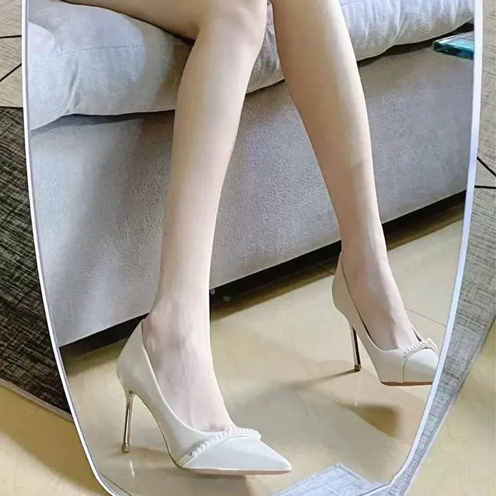 Giày Cưới, Dành Cho Người Lớn, Thiết Kế Siêu Đẹp, Gót Trắng Và Mịn, Chất Liệu Satin Cao Cấp Và Ngọc Trai, Mũi Nhọn, Thích Hợp Cho Đám Cưới Và Váy Phù Dâu, Giày Cao gót, Năm 2024 Shoes 0