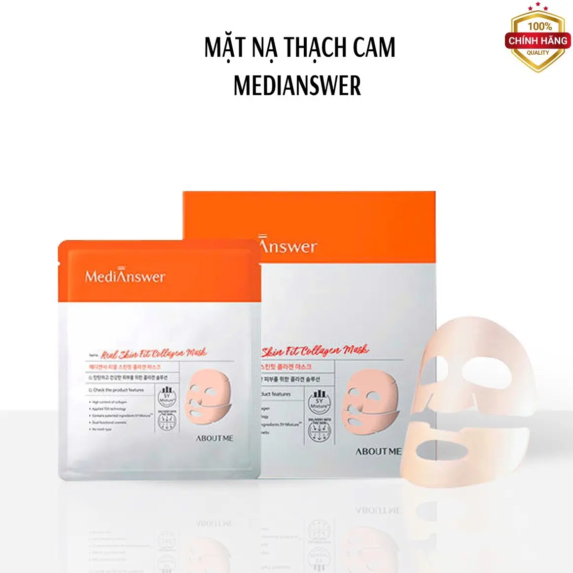 Mặt Nạ Thạch Cam Cải Thiện Nếp Nhăn, Chống Lão Hóa MediAnswer Real Skin Fit Collagen Mask hộp 4 miếng