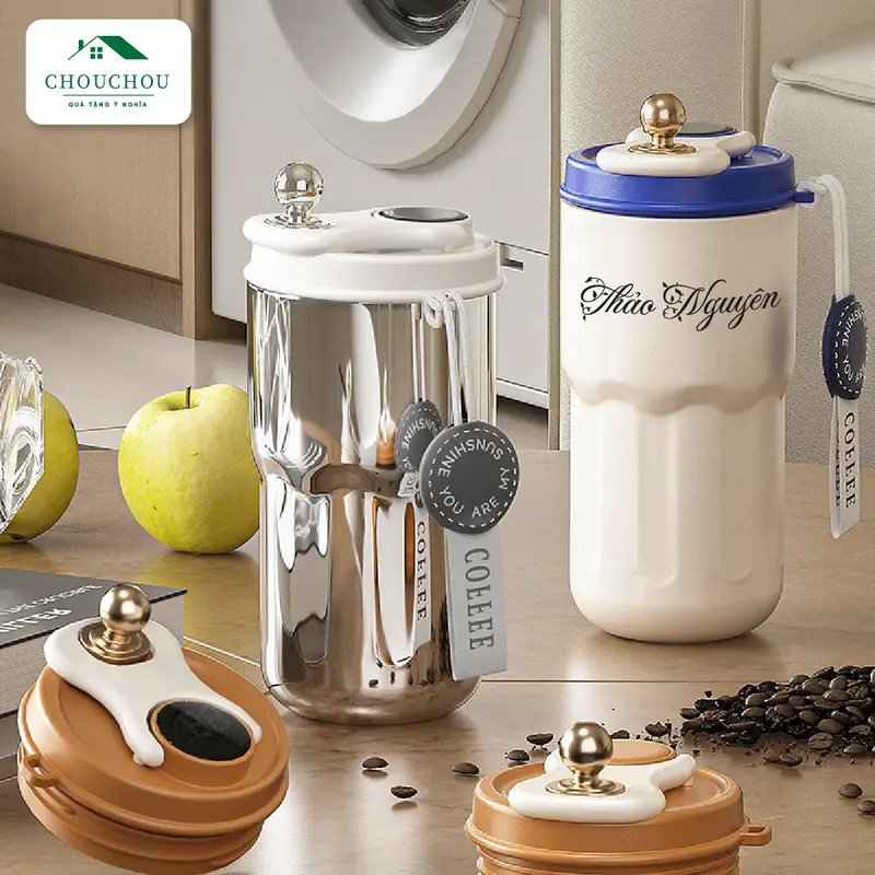 [Miễn Phí Khắc Tên] Cốc giữ nhiệt CHOUCHOU có LED hiển thị NHIỆT ĐỘ Inox 316, 420ml. 8