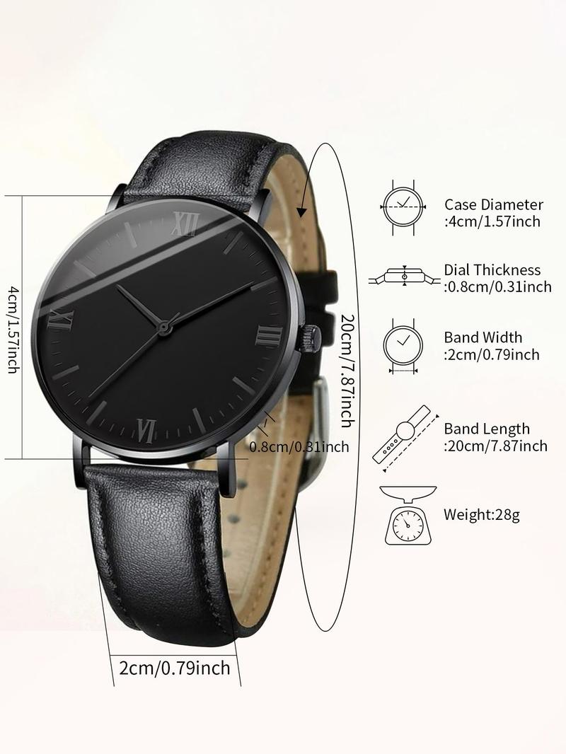 Product Introduction of Buckle Round Dial Analog Quartz Watch & Drawstring Beaded Bracelet Without Box, 2024 Fashion Trendy Style Wristwatch & Matching Bracelets Set for Men, Gift for Boys 9