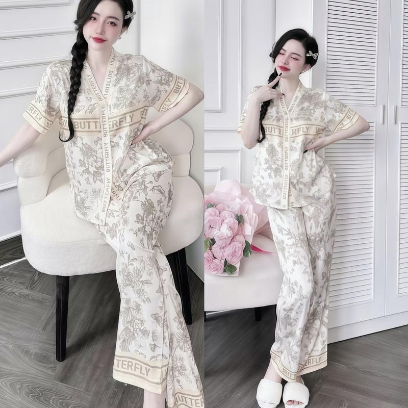 Bộ Đồ Ngủ Pijama Cộc Tay Quần dài Hisexy Set Pijama Lụa Latin Cao Cấp mềm mịn P17 Women Nữ