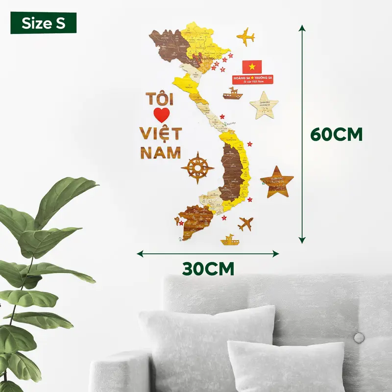 [63 TỈNH THÀNH] Bản Đồ Gỗ Việt Nam 63 tỉnh thành đầy đủ quần đảo Hoàng Sa và quần đảo Trường Sa Decor Trang Trí Dán Tường Phòng Khách, Nhà Cửa, Công Ty, Bàn Làm Việc, Trường Học, Cơ Quan Văn Phòng 2