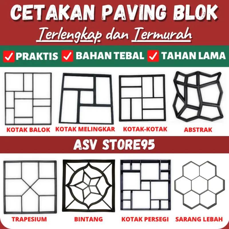 Cetakan Paving Block Untuk Teras Taman Mudah dan Prakis Bahan Plastik ABS 0