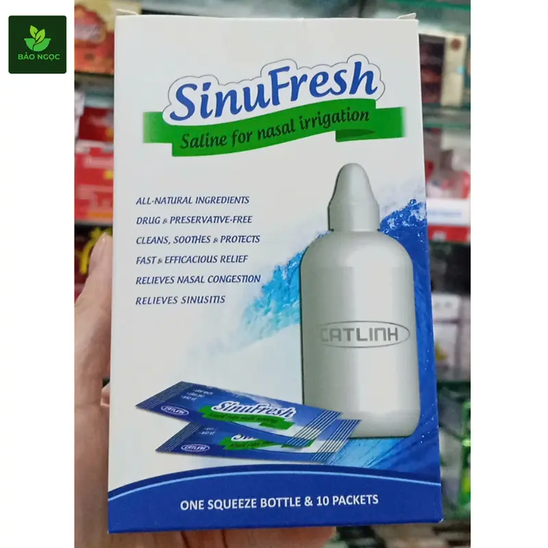 [Tặng 10 Gói Muối] Bình rửa mũi SinuFresh Cát Linh 180ml, bình vệ sinh mũi tặng kèm 10 gói muối sinh lý  - Dụng cụ rửa mũi giúp làm sạch khoang mũi, ngăn ngừa viêm xoang Tre 4