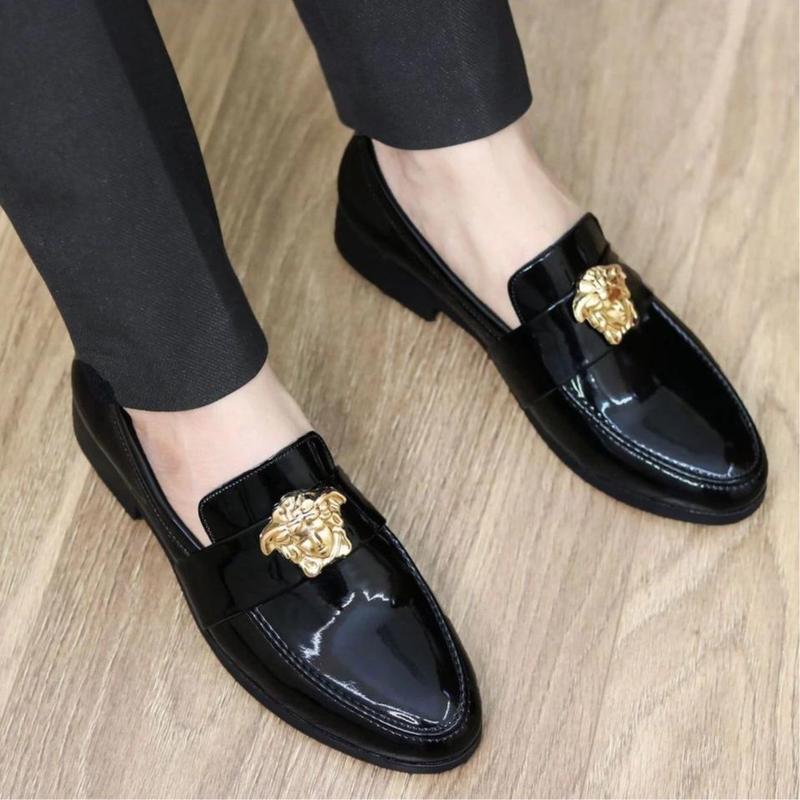 Giày Lười Da Nam Cao Cấp VS, Đế Khâu Cao Su, Da PU, Phong Cách Hàn Quốc - Shoes Đế Bằng 0