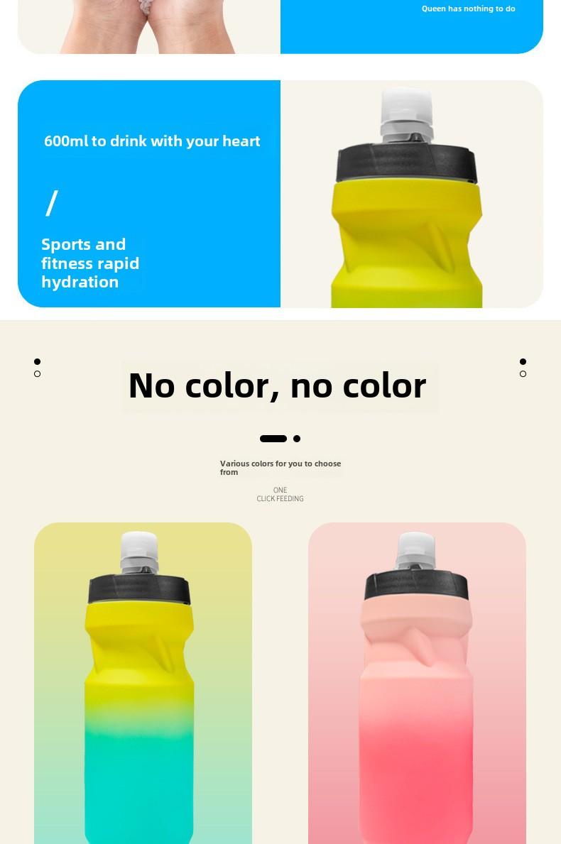 Product Introduction of Gradient Color Bicycle Water Bottle Soft Pp5 Outdoor Cycling Sports Water Bottle 610ml Frosted Squeeze Plastic Water Bottle sport  bottle Tumbler Bottled Mug Cup Portable Reusable 7