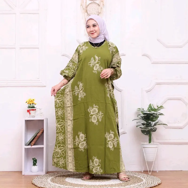 gamis kaftan mona batik pekalongan batik halus bahan tebal adem dan nyaman dipakai busui murah berkualitas daster gamis batik terbaru baju wanita muslimah 2