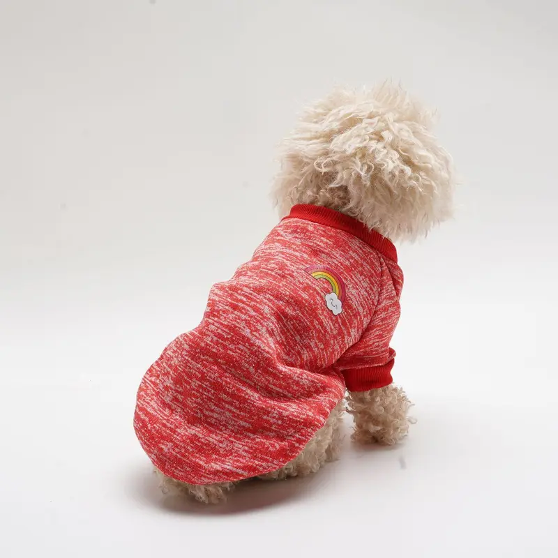 Rainbow Leather Label Dog Sweater, Casual Soft Comfortable Pet Clothes for Small Medium Large Dogs, Dog & Cat Clothing Supplies 2