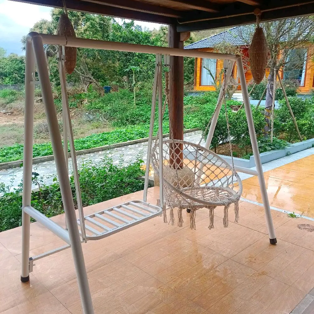 Xích đu hai ghế ngồi sắt nghệ thuật khung tròn phi 48 sơn tĩnh điện