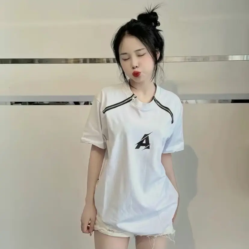 Áo Phông nam nữ CHữ A có khóa cổ tròn
