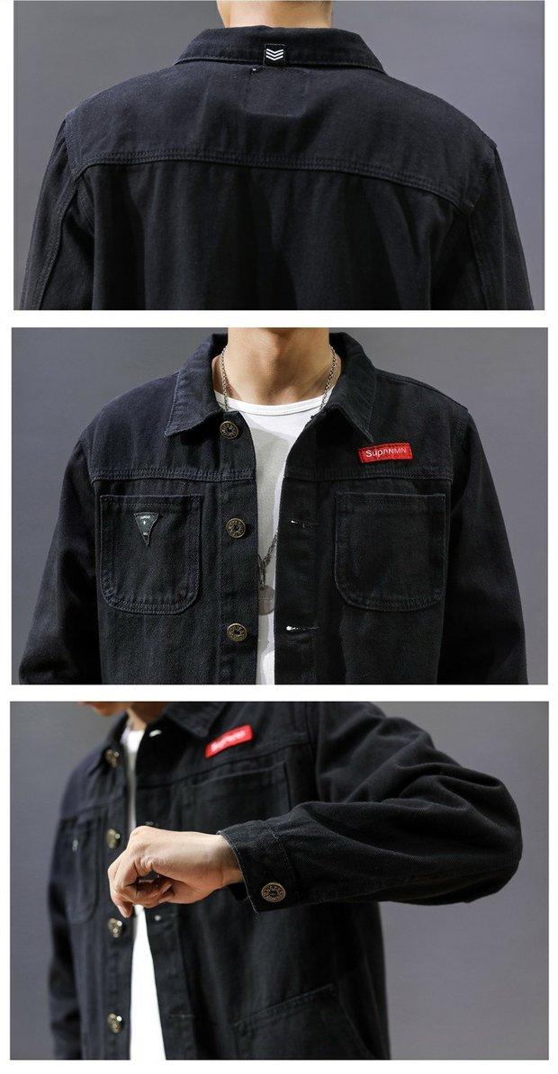 Product Introduction of Áo Khoác Denim, Trang Phục Bảo Hộ Lao Động Mùa Xuân, Dành Cho Nam Giới, Phong Cách Hàn Quốc, Hợp Xu hướng, Dáng Rộng Vừa Vặn, Thích Hợp Cho Mùa Xuân Và Mùa Thu, Ngoại Cỡ, Ins Hợp Xu hướng, Áo Mặc Trên 16