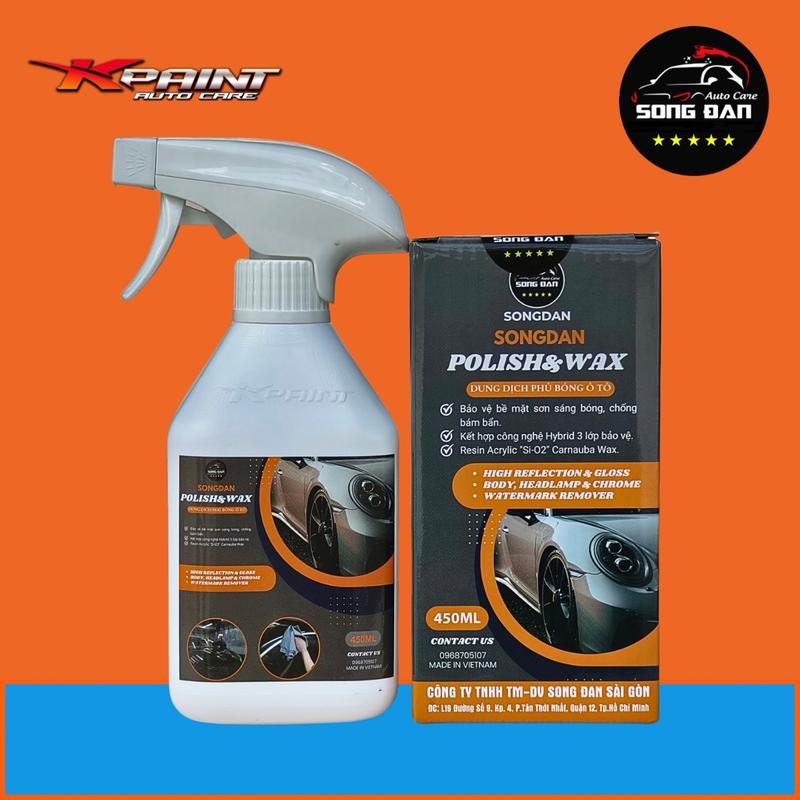 Chai xịt Tăng bóng, chống bám nước trên sơn, kính xe ô tô SONG ĐAN  POLISH WAX 450 ML tăng bóng sơn chống bám nước  danh bong