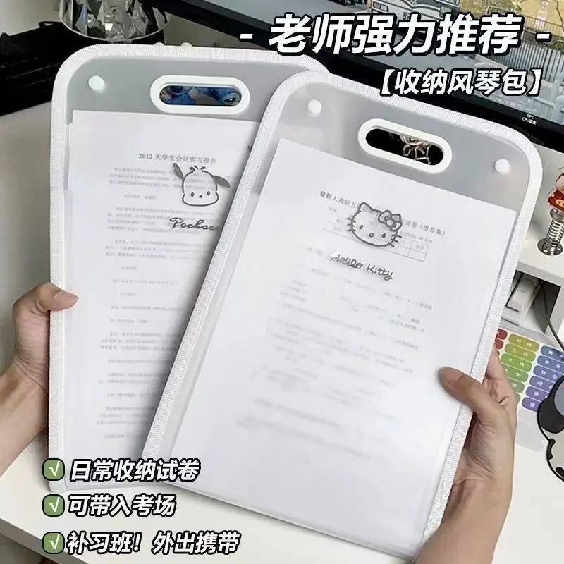 13-Layer Storage Test Paper Accordion Bag High-Value Ins Style Cute Cartoon Student Handheld Transparent Vertical File Folder
