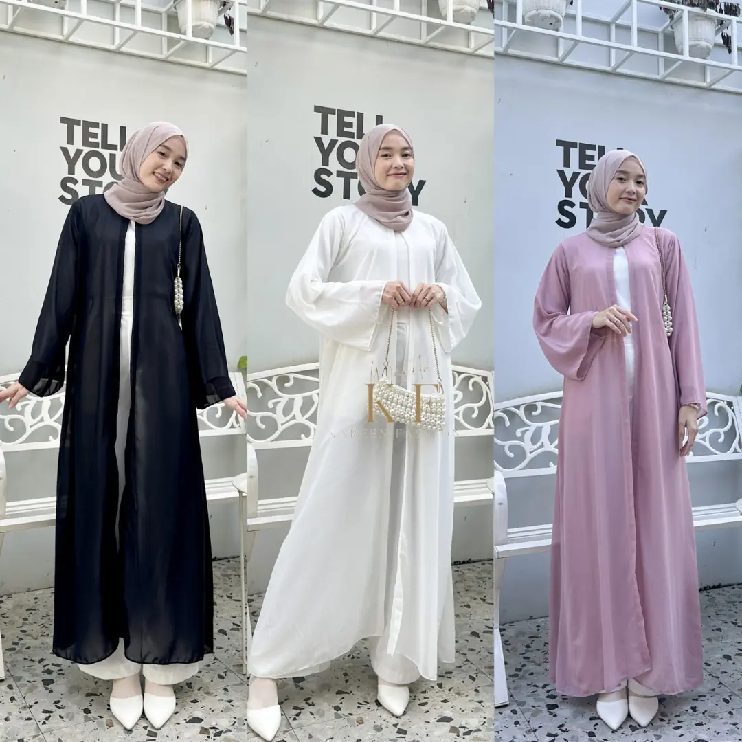 Arwa abaya turky basic outer ceruty polos premium Gamis Muslim Dewasa Turki Hitam
